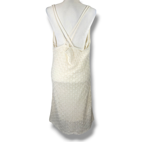 Steve Madden NYC Crochet Lined Midi Dress Crisscross Back Sleeveless XXXL Cloud - Picture 3 of 9